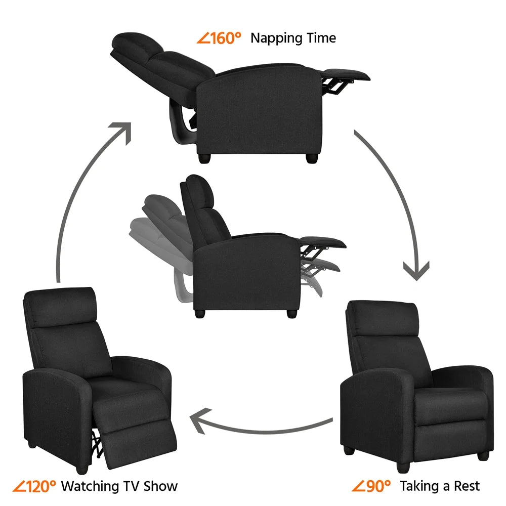Black Fabric Recliner Set of 2 U856