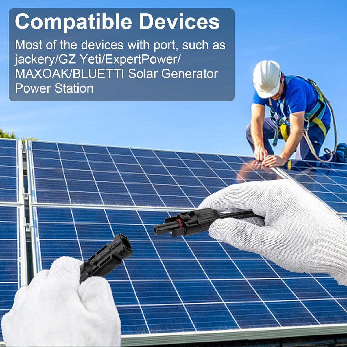 20Ft 10AWG Solar Extension Cable with Female and Male Connector U3468