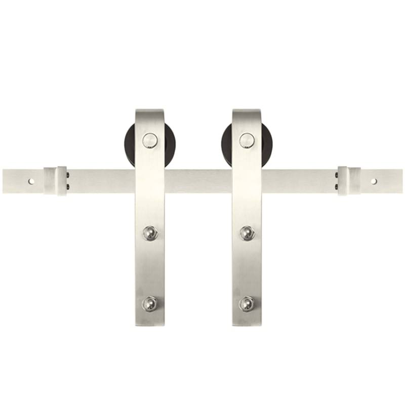 120x22 Bent Strap Barn Door Hardware Kit, Satin Nickel Y37956