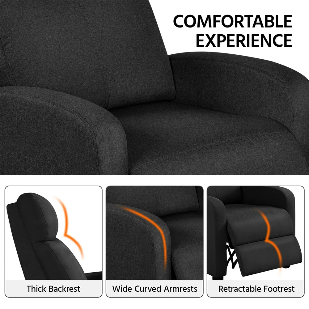 Black Fabric Recliner Set of 2 U856