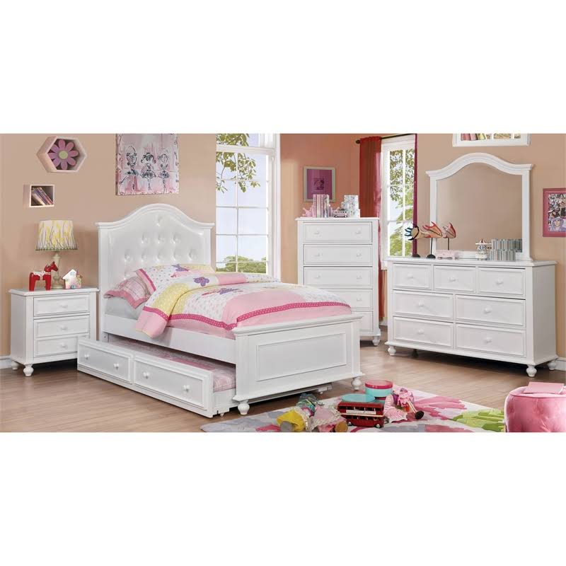 White Faux Leather Full Bed B488374