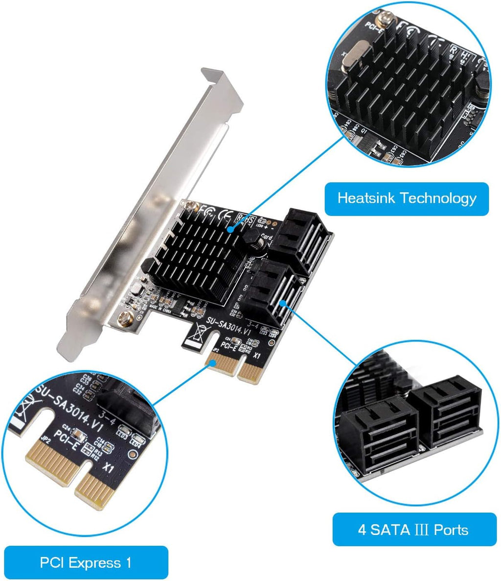 SATA Card 4 Port PCI Express Controller with Low Profile Bracket B212815