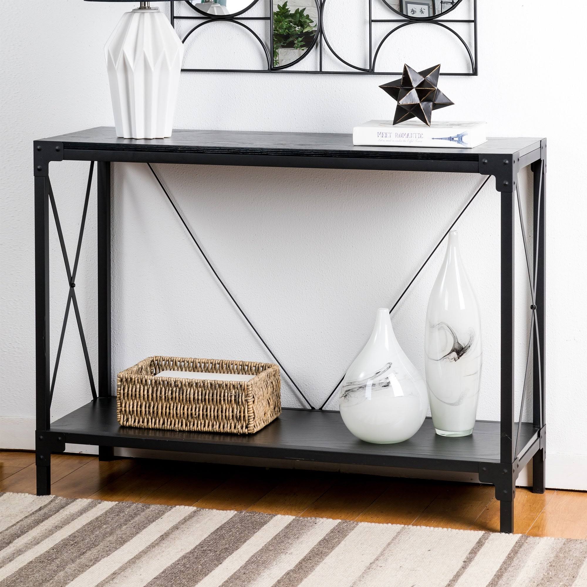 Black Wood/Metal Console Table C50025