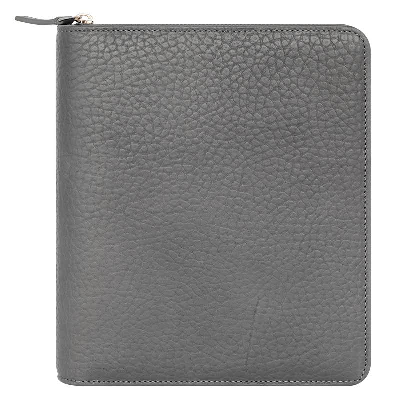 Leather Zipper Binder, Graphite, 8 W x 9.5 H x 2.5 D Y344748