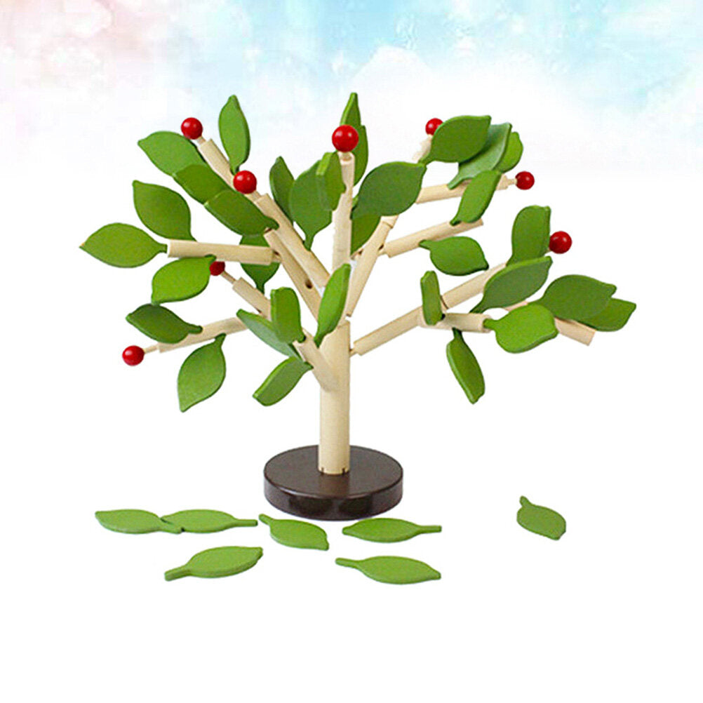 Wooden Tree Blocks Building Set with Leaves (Green) R268