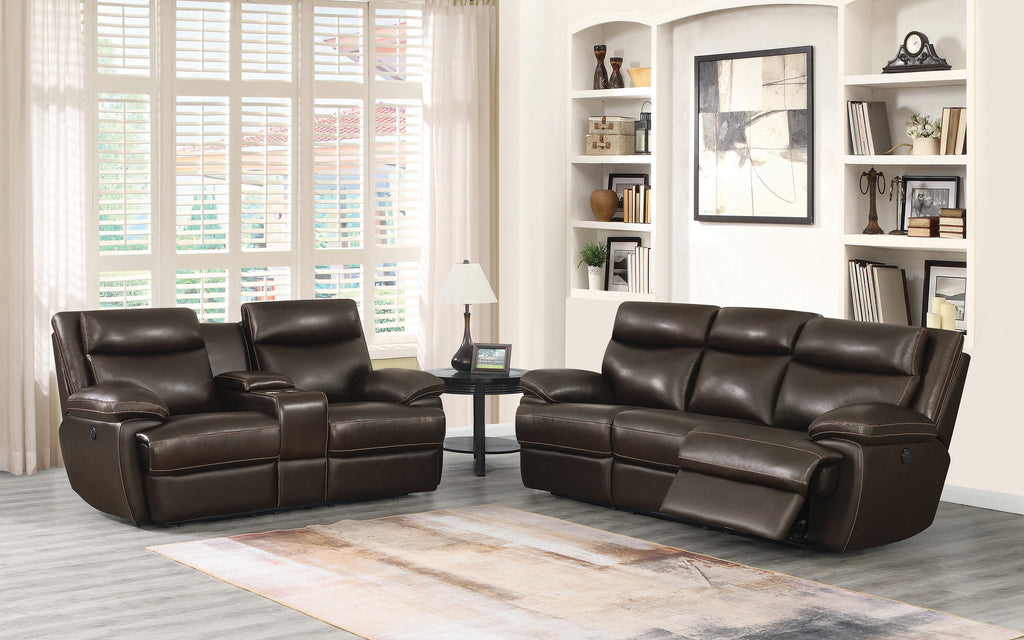 Espresso Upholstered Power Loveseat P678161