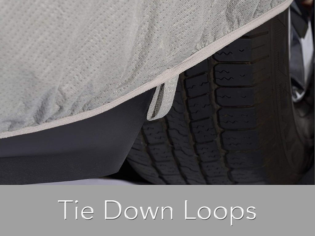 Grey 3-Layer Car Cover with Mesh Vent and Elastic Hem A580