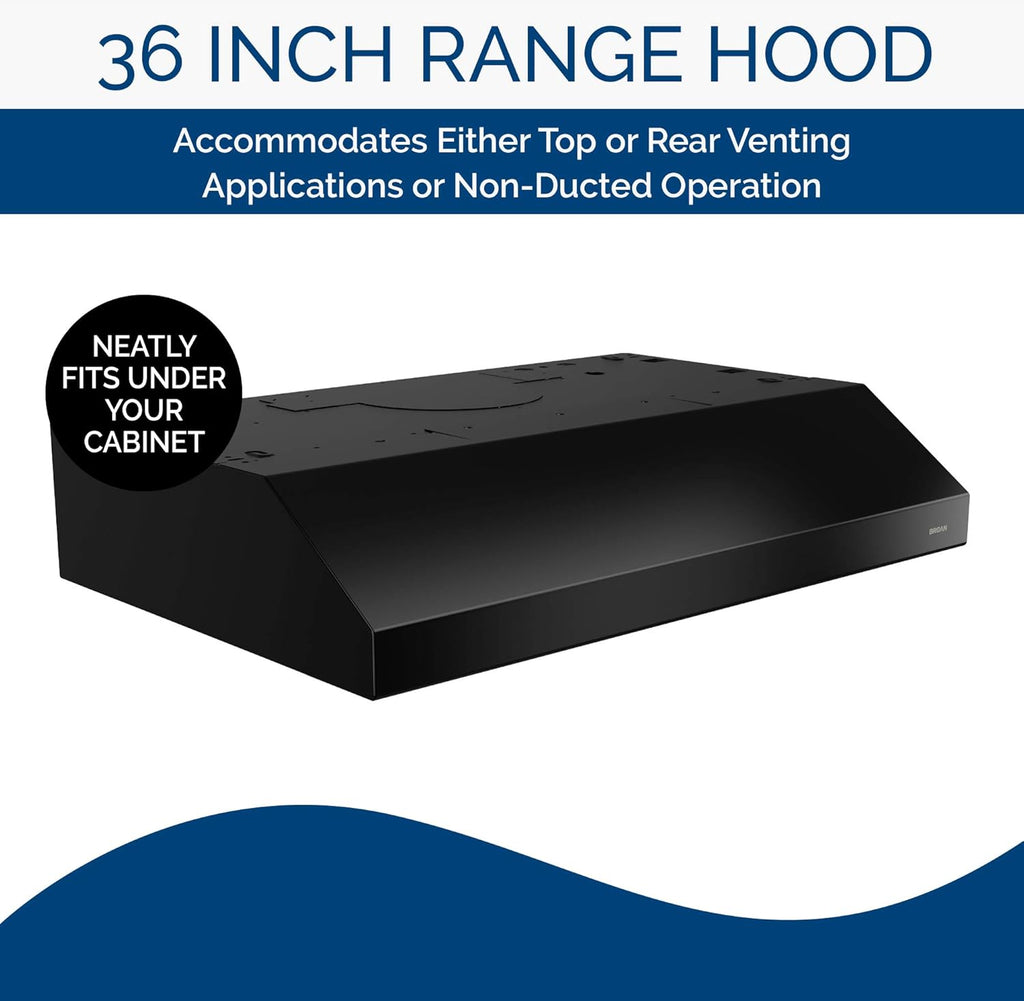 Black 36-inch Range Hood with Light and Exhaust Fan X33116