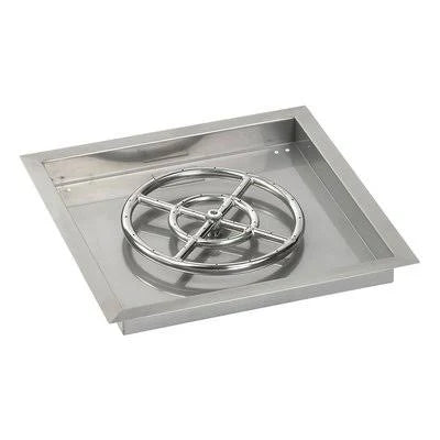 Square Stainless Steel Drop-In Pan Propane Fire Pit Kit (Set of 2) B76336