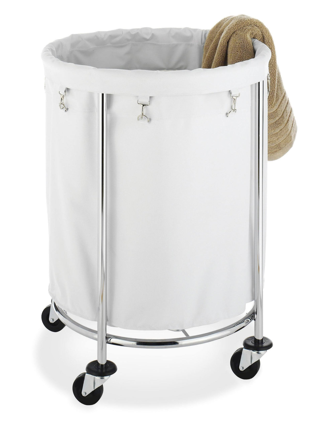 Chrome Round Laundry Hamper D570