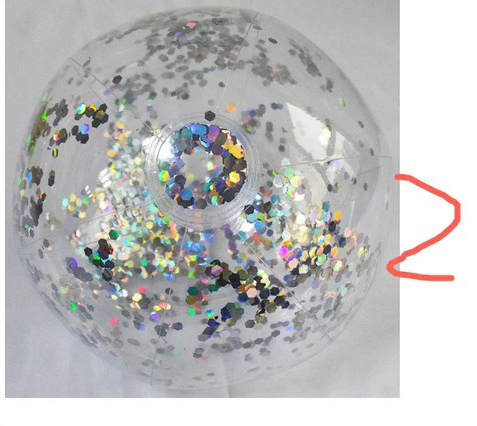 2 Pcs Glitter Confetti Inflatable Beach Balls with Air Pump S504510
