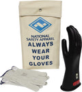 Class 0 Red Rubber Voltage Insulating Glove Kit with Leather Protectors F6443