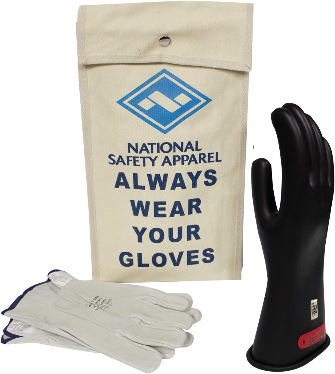 Class 0 Red Rubber Voltage Insulating Glove Kit with Leather Protectors F6443