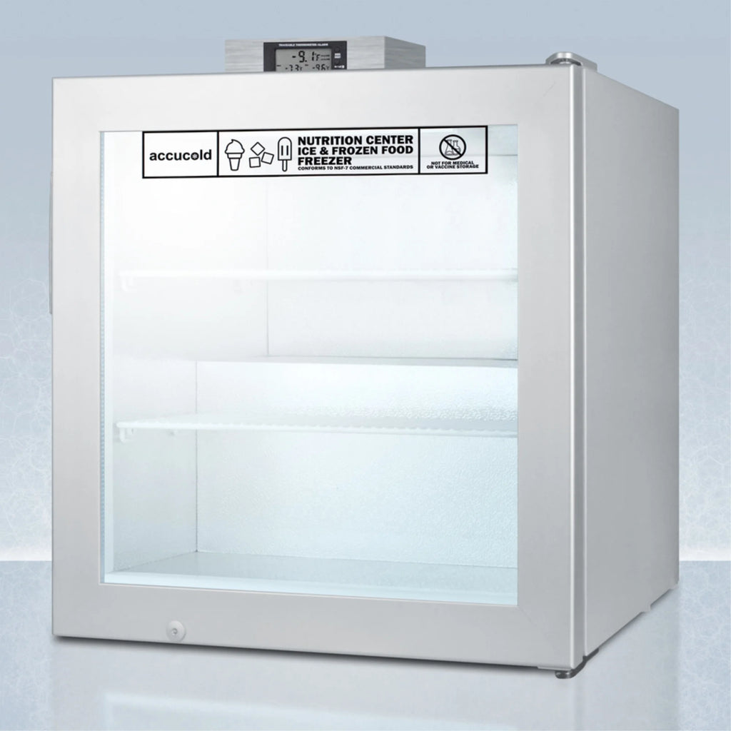 Compact Glass Door All-Freezer with Front Lock and Digital Temperature Display W65199