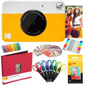 Yellow Instant Camera + Zink Paper (20 Sheets) + 8x8 Cloth Scrapbook Q44327