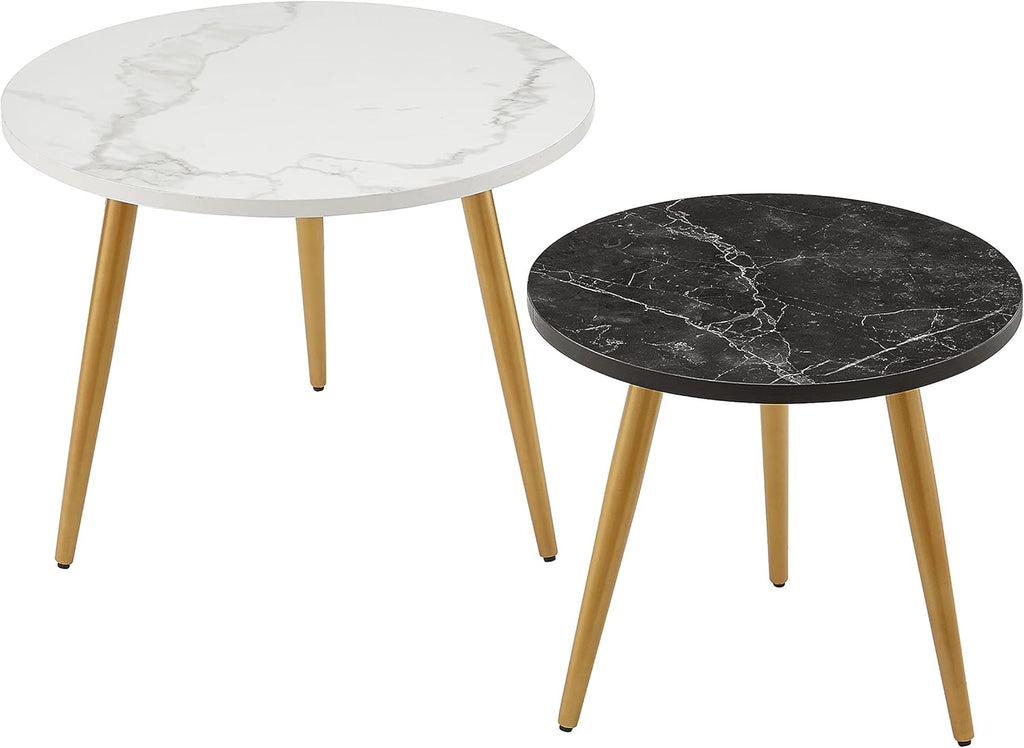 Nesting End Coffee Table Set of 2, White/Black Y84045