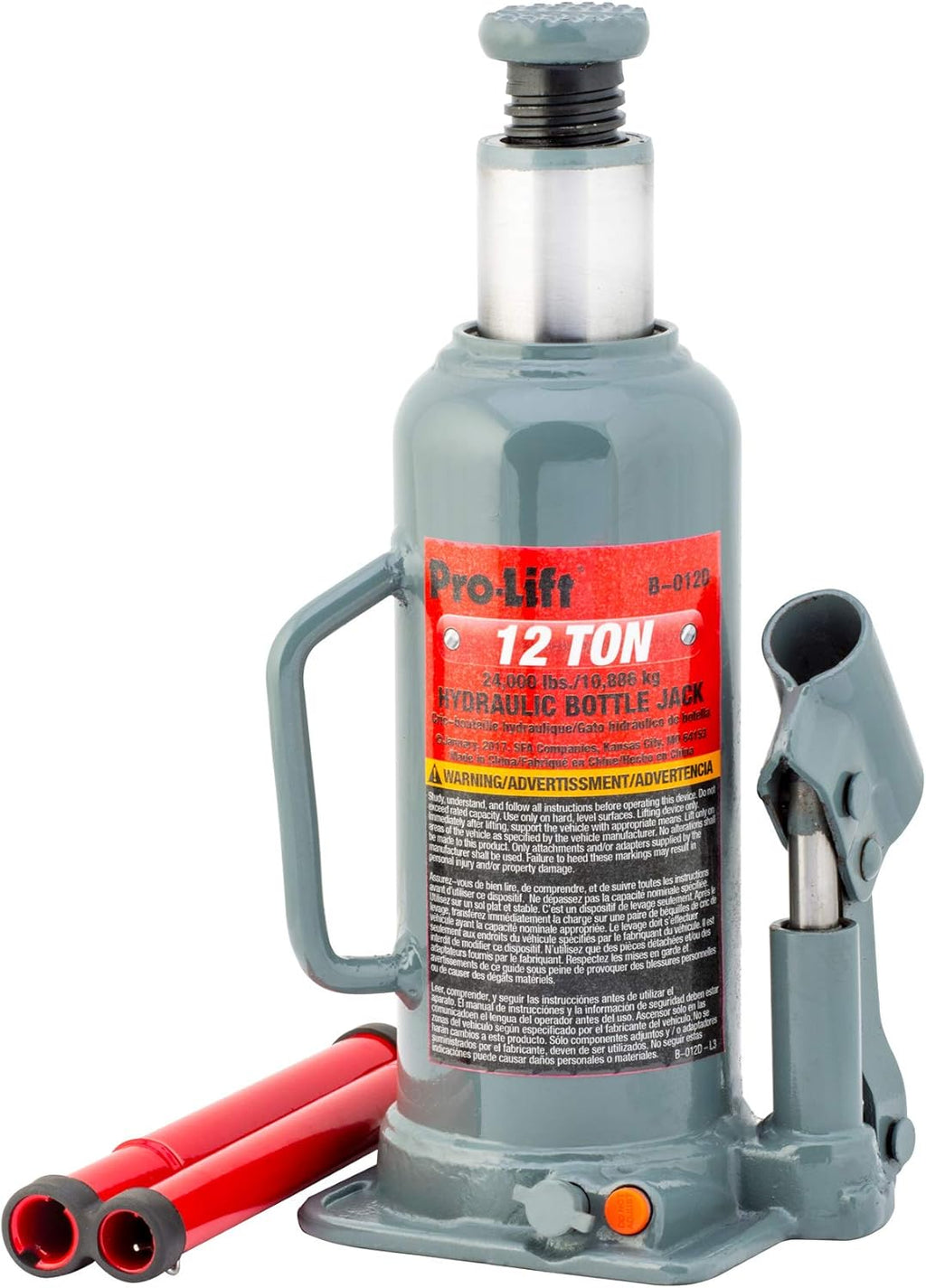 Grey Hydraulic Bottle Jack 12 Ton Capacity Pack of 2 T61743