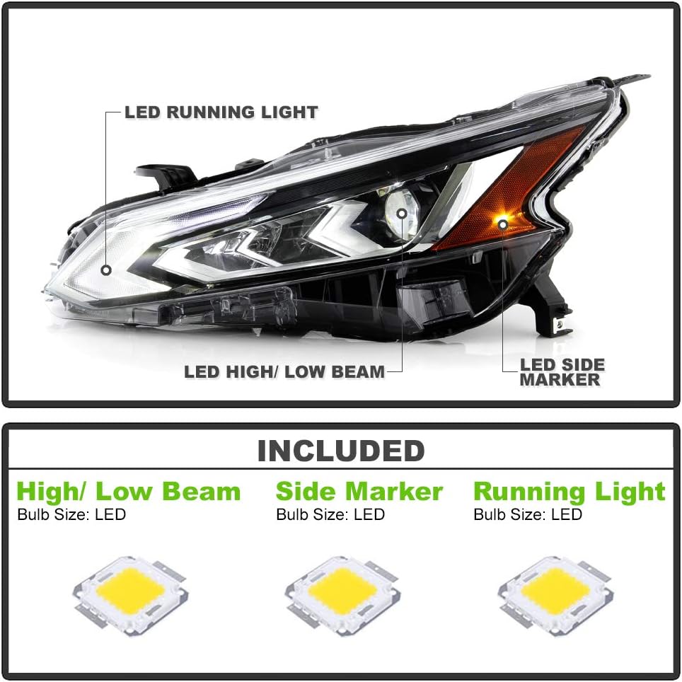 2019-2021 Nissan Altima LED DRL Projector Headlights Headlamps Assembly Pair K354900