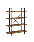 Antique Nutmeg and Black 4-Shelf Bookcase N3818