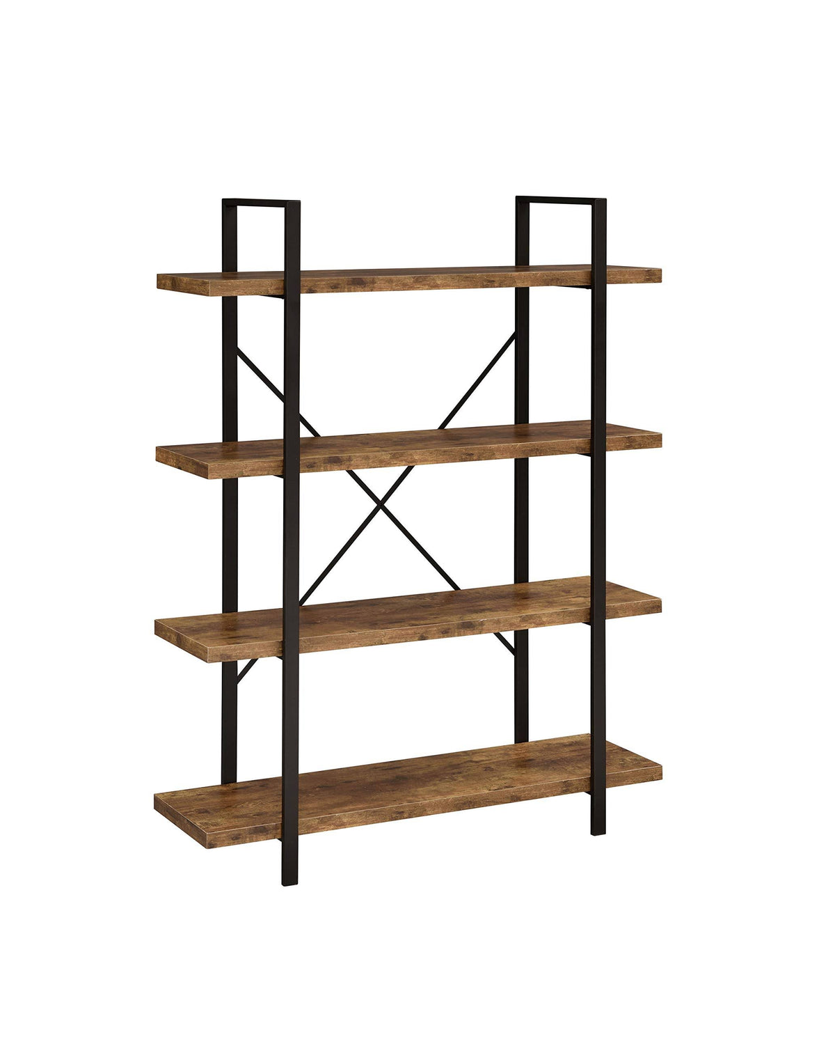 Antique Nutmeg and Black 4-Shelf Bookcase N3818