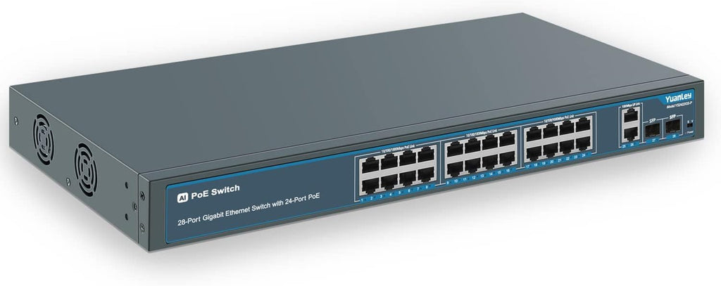 24 Port PoE+ Gigabit Switch, 400W, 2 SFP Ports, Rackmount C553830