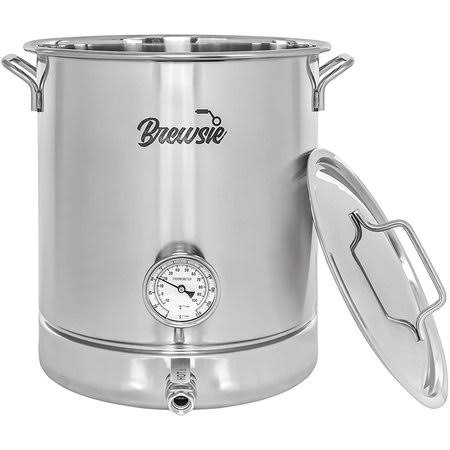 10 Gallon Stainless Steel Home Brew Kettle with False Bottom Thermometer and Ball Valve K495
