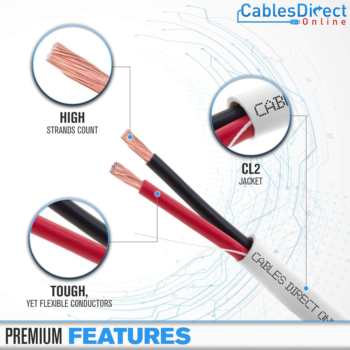 14AWG 4 Conductors CL2 Rated Speaker Cable Wire, Pull Box J181293