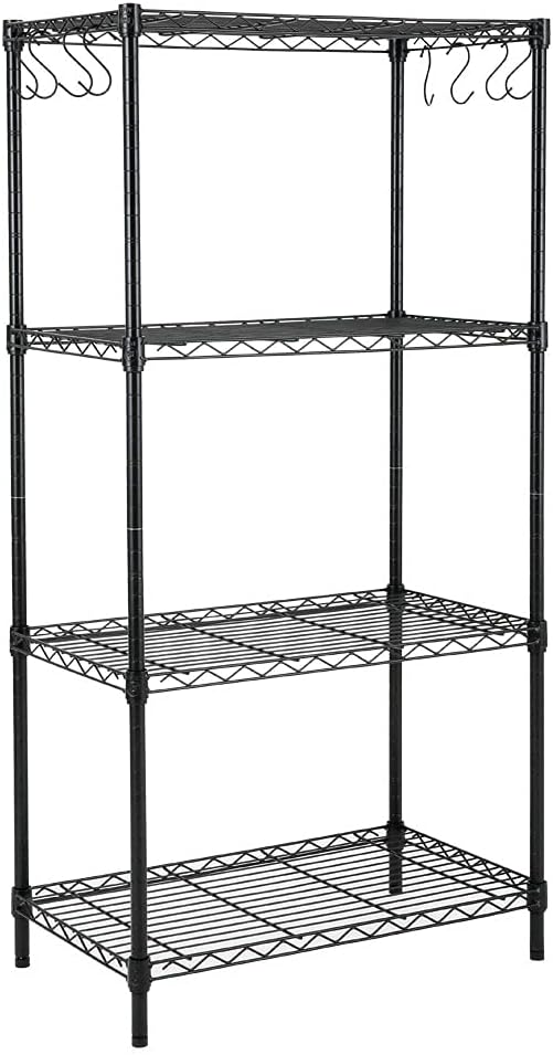 5-Shelf Steel Wire Shelving Unit with 8-Hook, Black, Pack of 2 G229