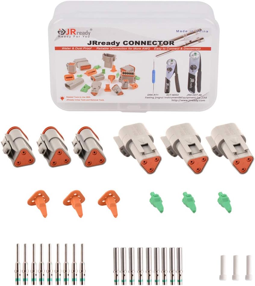 3 Pin Gray Waterproof Electrical Wire Connector, 3 Sets X8226