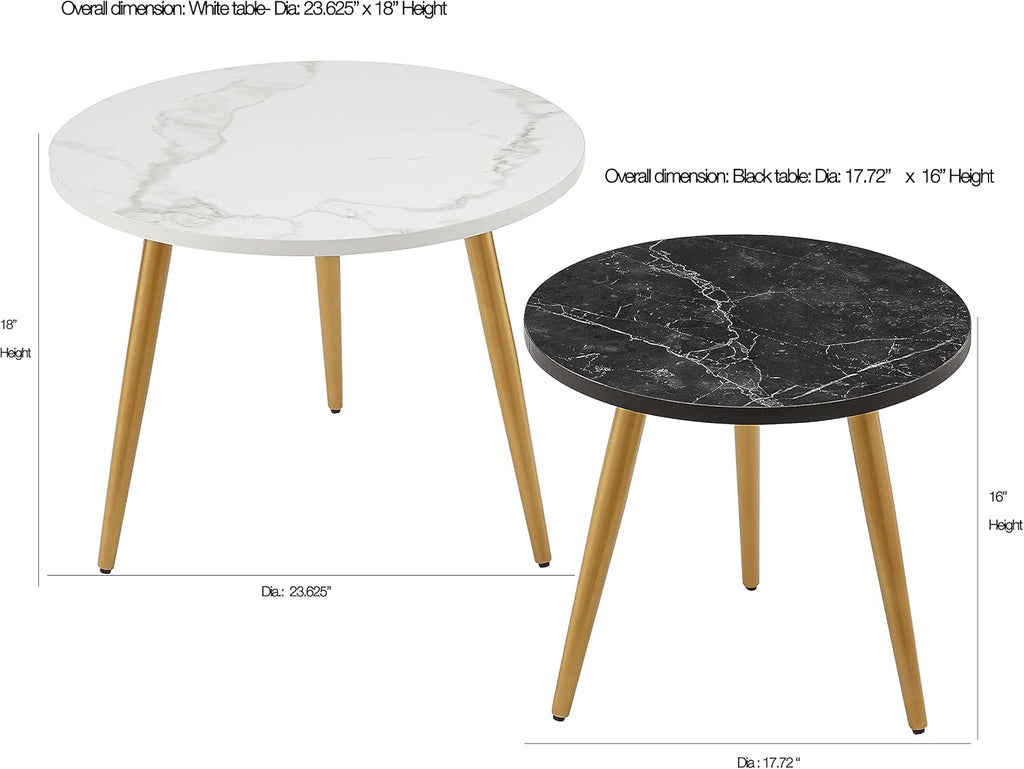 Nesting End Coffee Table Set of 2, White/Black Y84045