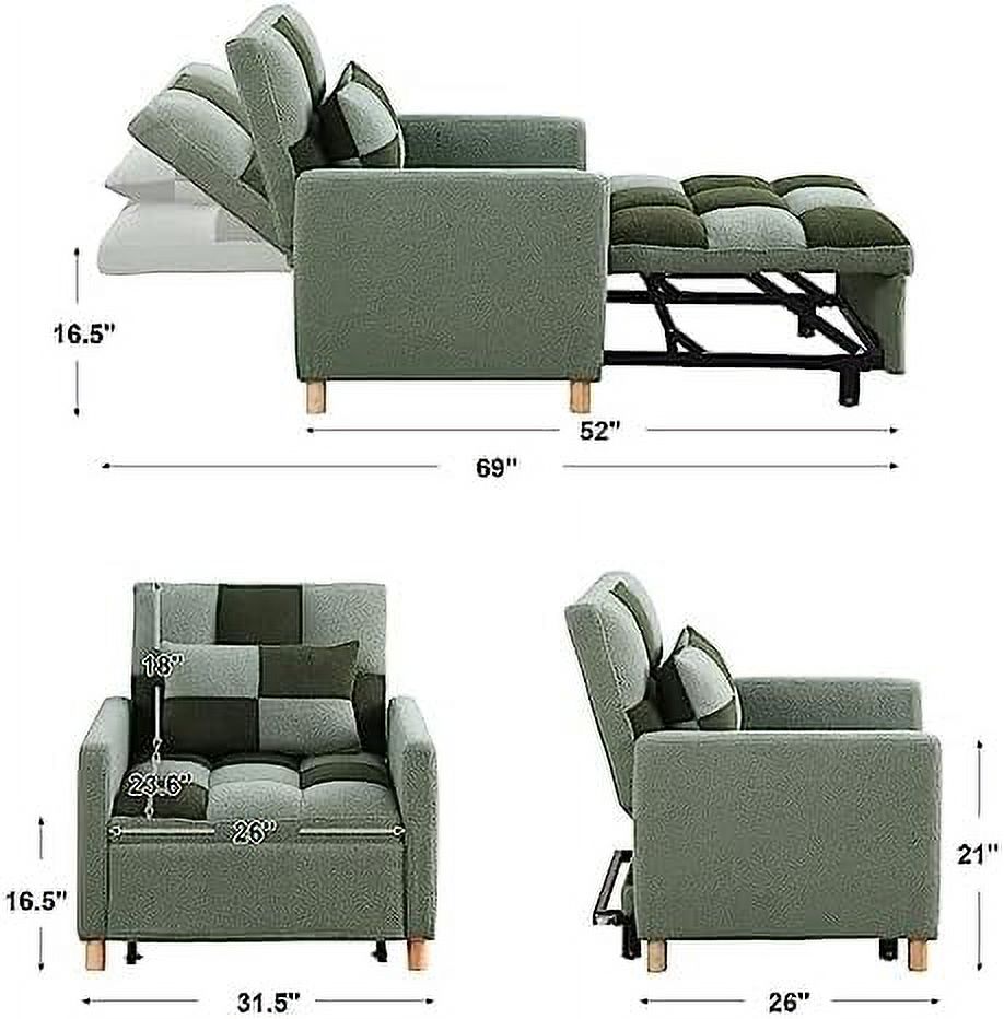 3 in 1 Convertible Velvet Sleeper Chair Bed with Pillow Q658883