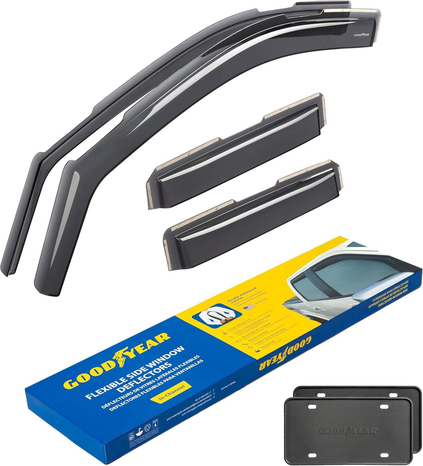 Shatterproof in-Channel Window Deflectors for Chevrolet Silverado/GMC Sierra 1500 2019-2022 Double Cab, 4pcs H556412