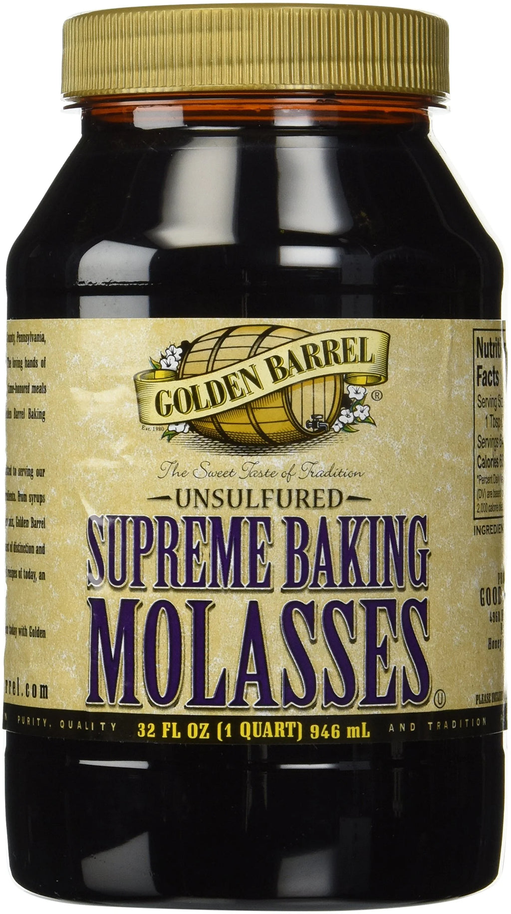 Unsulfured Baking Molasses, 32 Oz. Bottle Case of 12 D9586