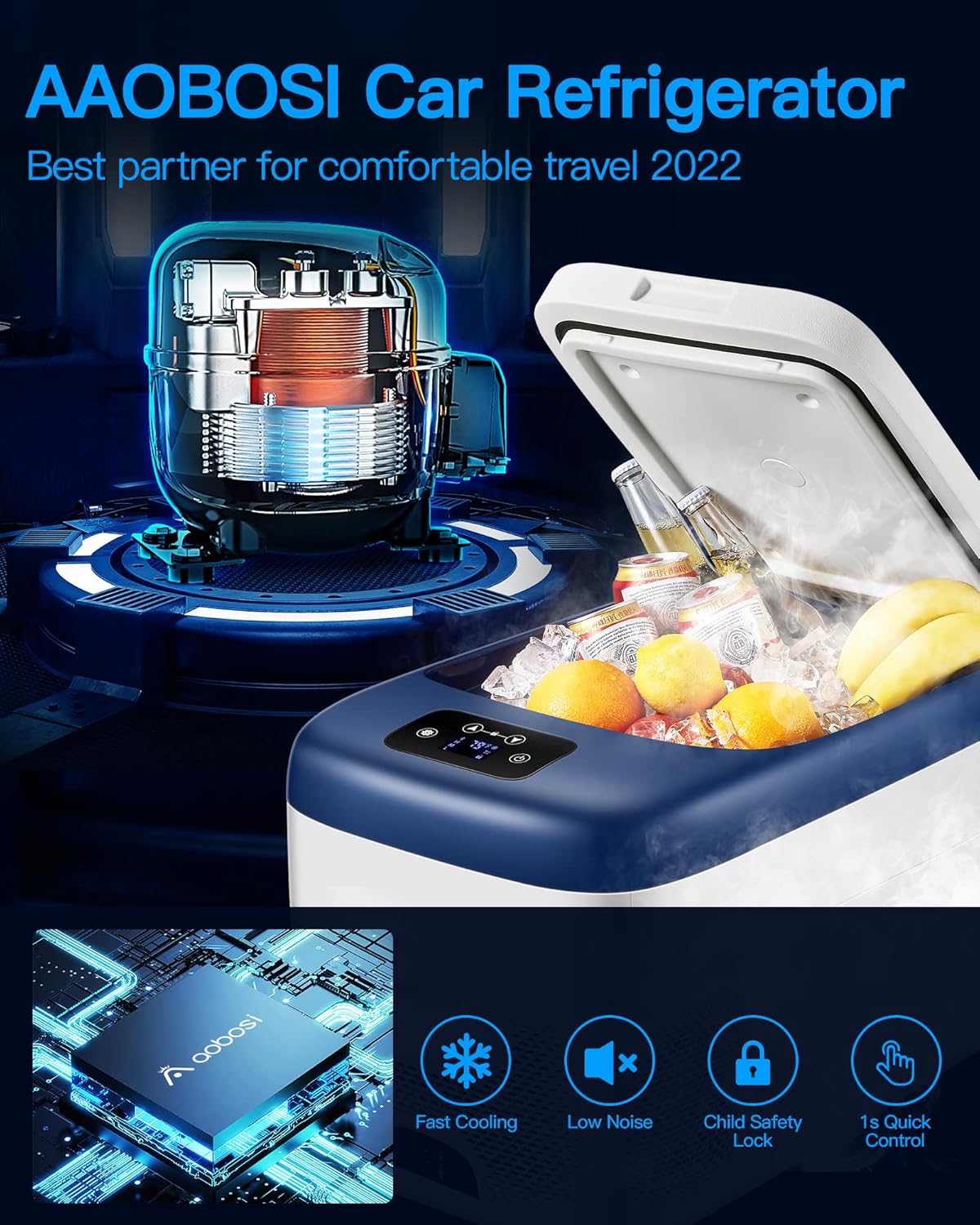 12 Volt 27 Quart Portable Car Refrigerator Freezer with APP Control E849872