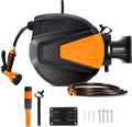 Black Wall Mounted Garden Hose Reel with Sprayer Nozzle X7454