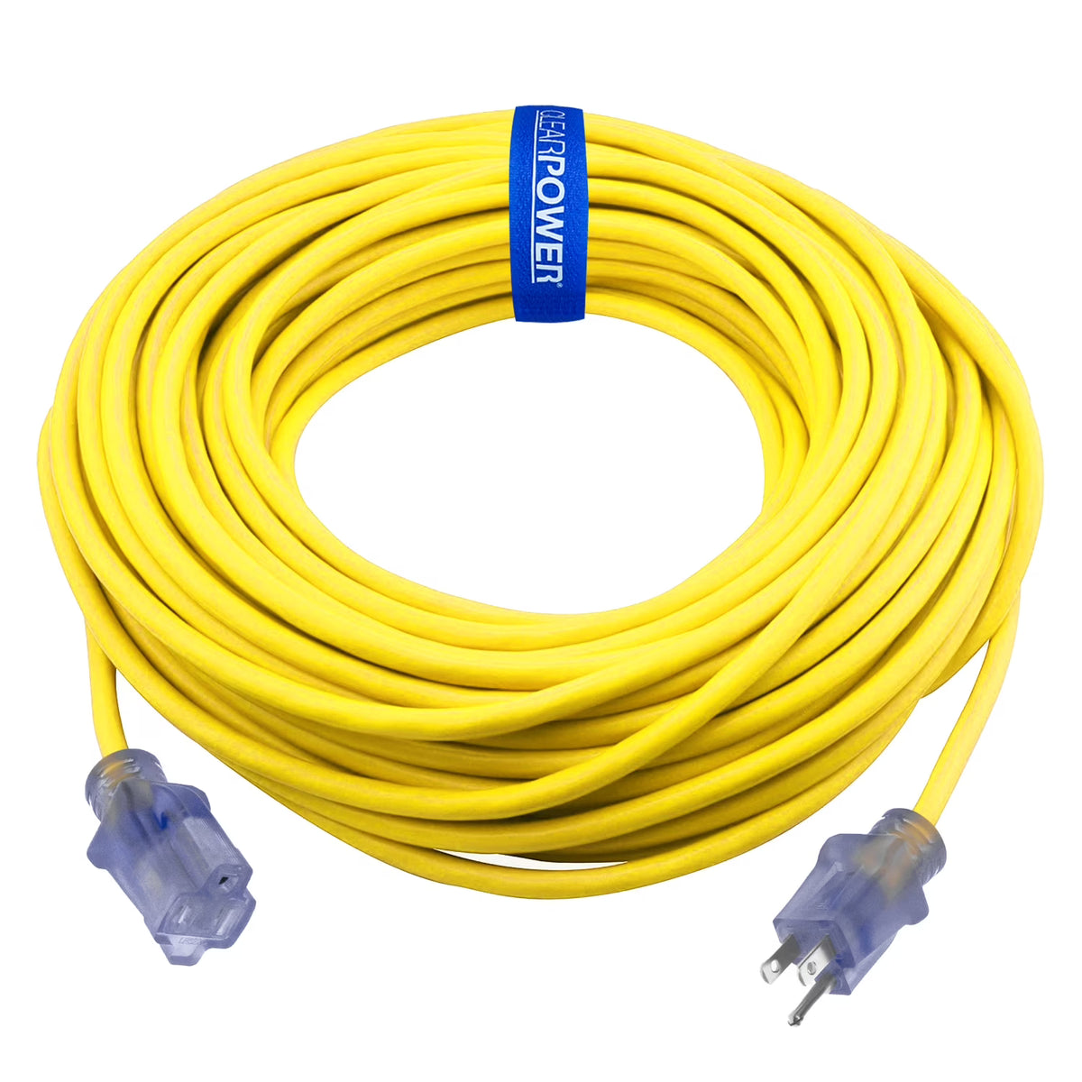 12/3 SJTW 100 ft Outdoor Extension Cord with Power Indicator Light, 3 Prong Grounded, Yellow C821594