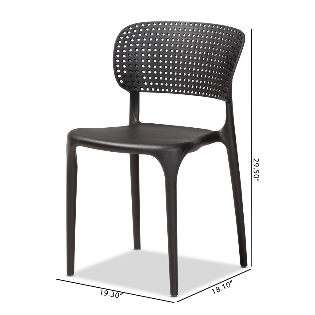 Black Finished Polypropylene Plastic 4-Piece Stackable Dining Chair Set J5588