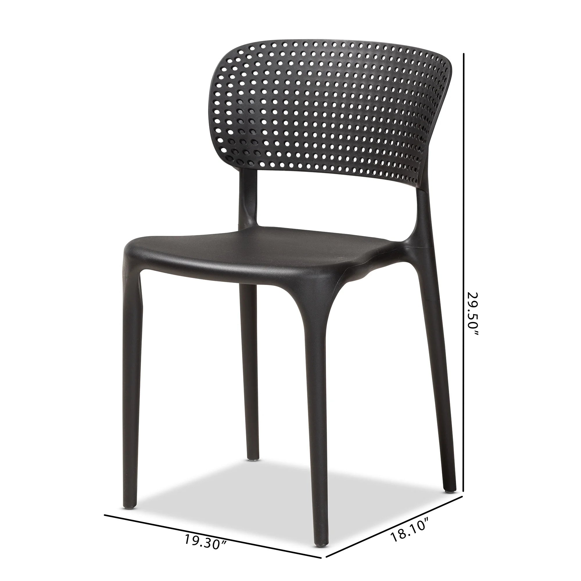 Black Finished Polypropylene Plastic 4-Piece Stackable Dining Chair Set J5588