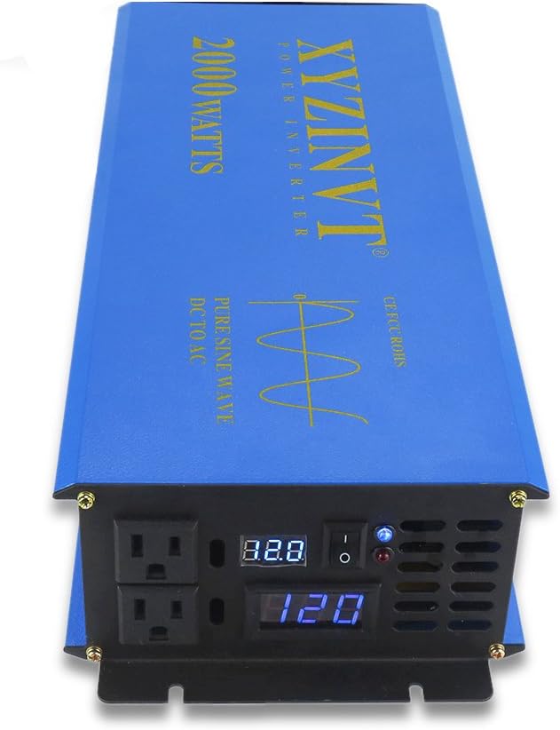 2000 watt Pure Sine Wave Power Inverter DC 12V to AC 120V with LED Display and Wireless Remote Controller H5594