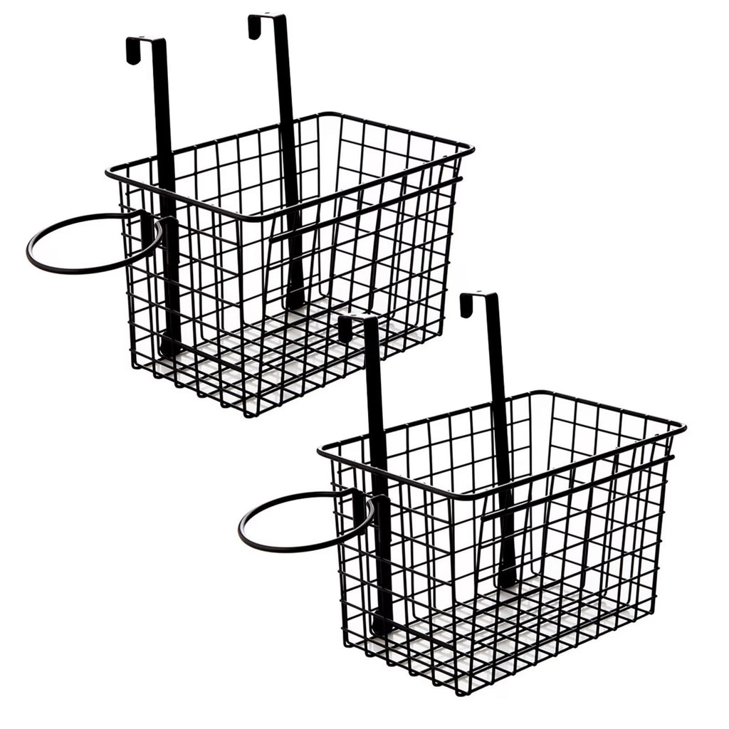 Over the Cabinet Door Organizer Set of 2, Black Grid Basket D172