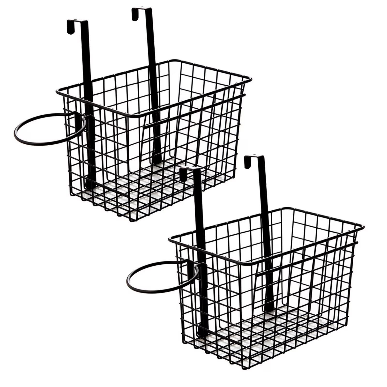 Over the Cabinet Door Organizer Set of 2, Black Grid Basket D172