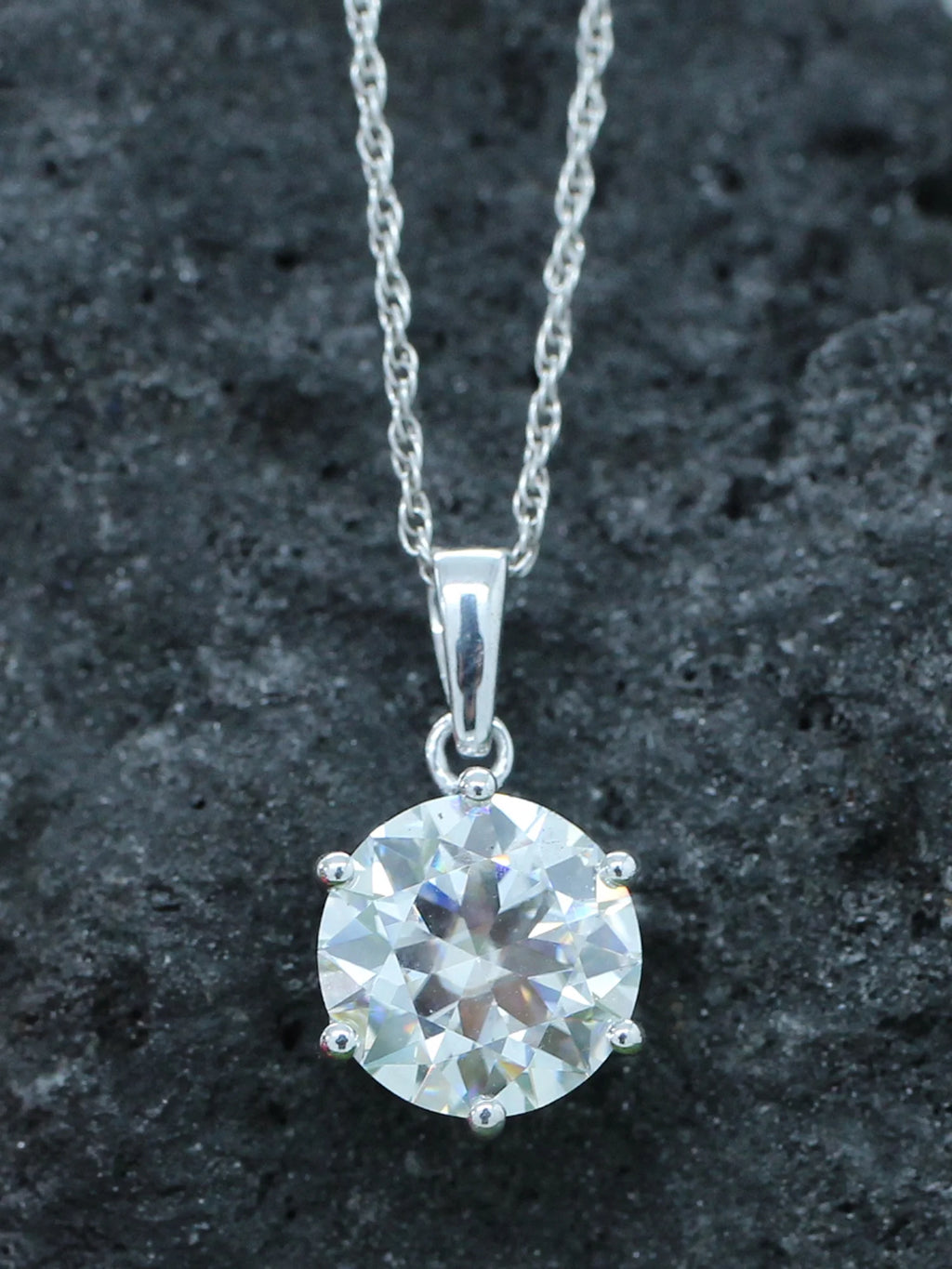 18K White Gold Over Sterling Silver Moissanite Pendant Necklace E932