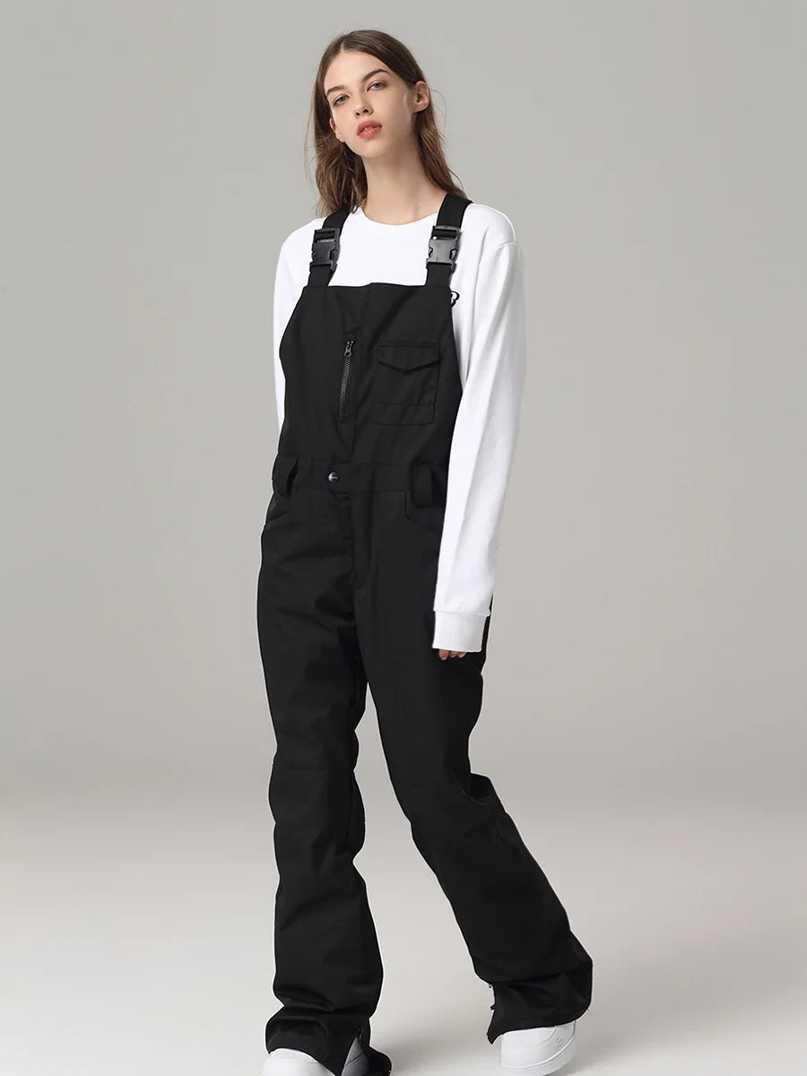 Black Insulated Ski Snow Bib Pants G531
