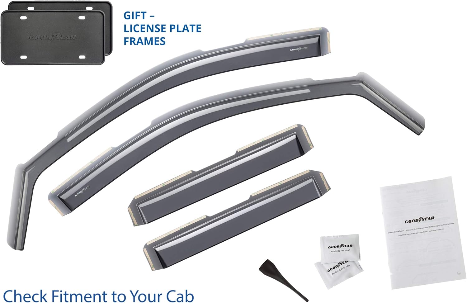 Shatterproof in-Channel Window Deflectors for Chevrolet Silverado/GMC Sierra 1500 2019-2022 Double Cab, 4pcs H556412