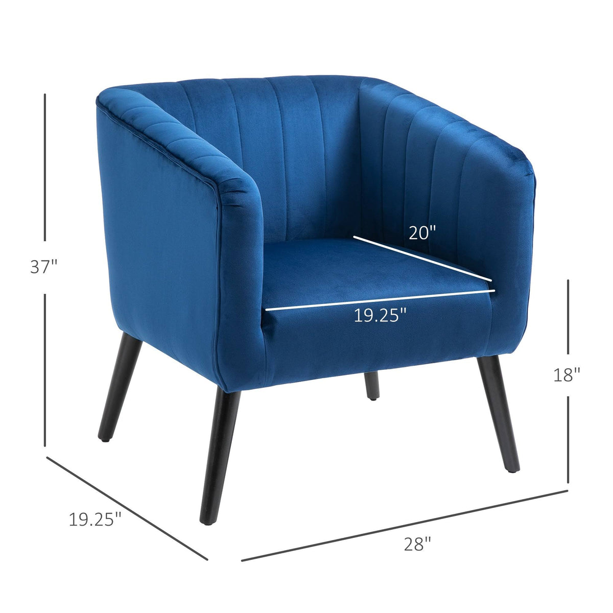 Blue Velvet Accent Armchair Y169015