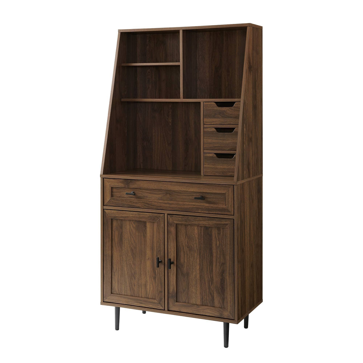 Dark Walnut Storage Desk and Hutch with Keyboard Drawer F3647