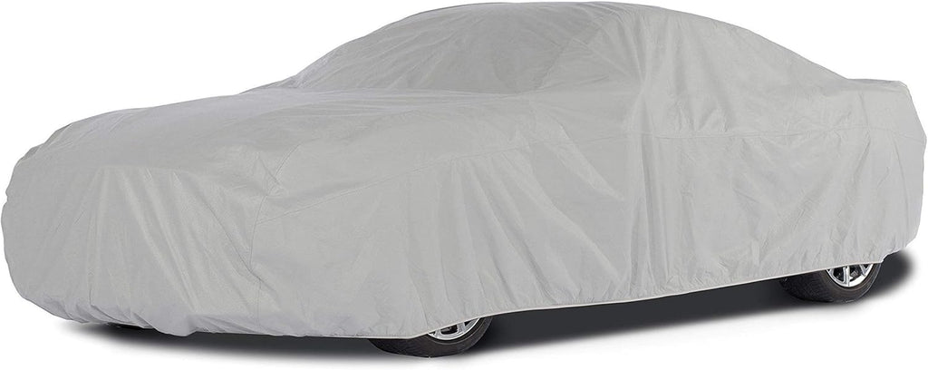 Grey 3-Layer Car Cover with Mesh Vent and Elastic Hem A580