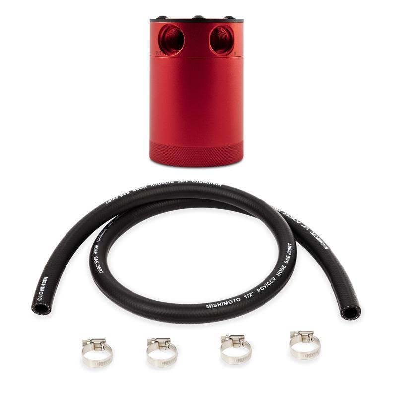 Compact Baffled Oil Catch Can, 2-Port, Red F8685
