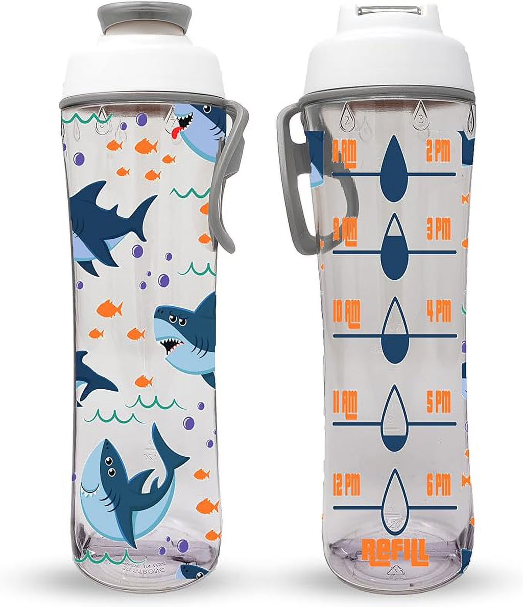 24oz BPA-Free Reusable Kids Water Bottle with Time Marker H99629