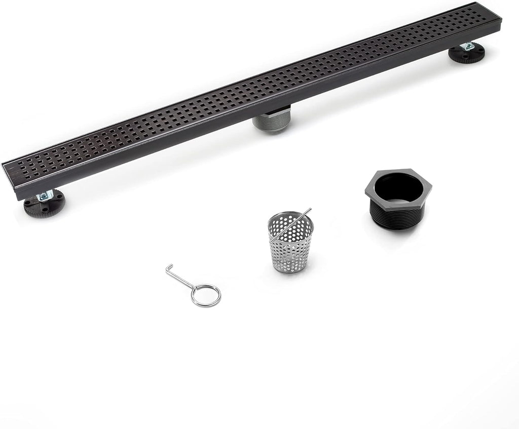 Matte Black Stainless Steel Rectangle Shower Drain with Hair Strainer, Pack of 2 P245075